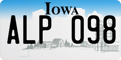 IA license plate ALP098