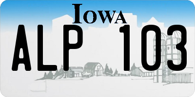 IA license plate ALP103