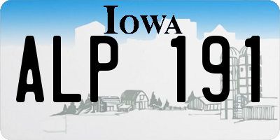 IA license plate ALP191