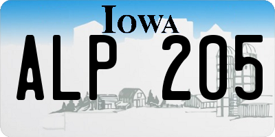 IA license plate ALP205