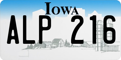 IA license plate ALP216