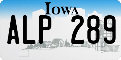 IA license plate ALP289