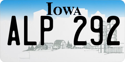 IA license plate ALP292