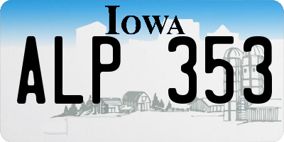 IA license plate ALP353
