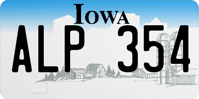 IA license plate ALP354