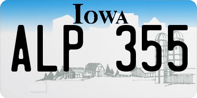 IA license plate ALP355