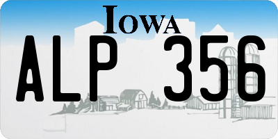 IA license plate ALP356