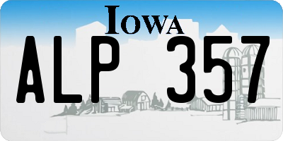 IA license plate ALP357