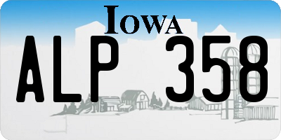 IA license plate ALP358