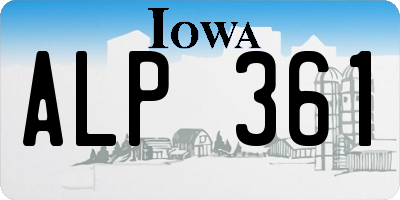 IA license plate ALP361