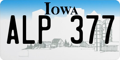IA license plate ALP377
