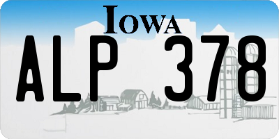 IA license plate ALP378