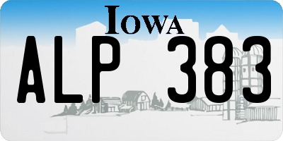IA license plate ALP383