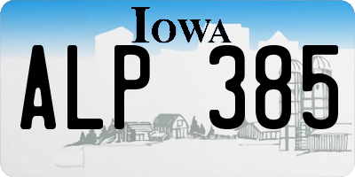 IA license plate ALP385