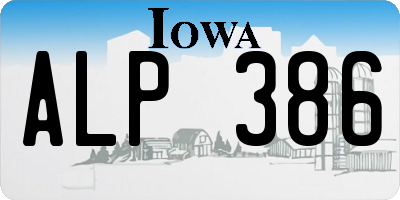 IA license plate ALP386