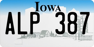 IA license plate ALP387