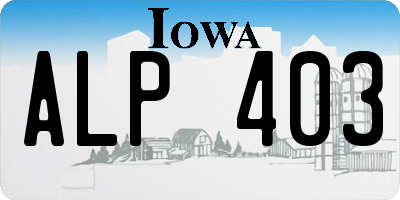 IA license plate ALP403
