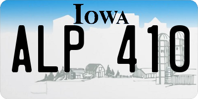IA license plate ALP410