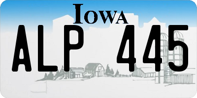 IA license plate ALP445