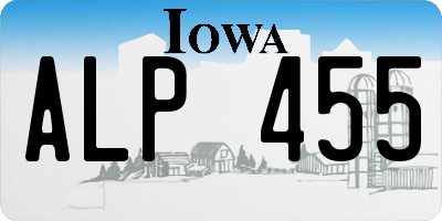 IA license plate ALP455
