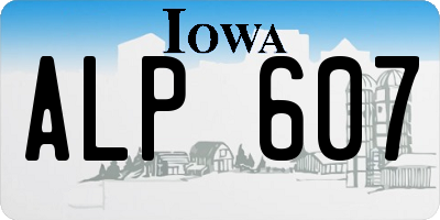 IA license plate ALP607