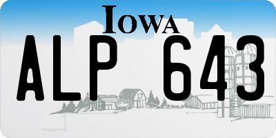 IA license plate ALP643
