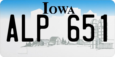 IA license plate ALP651