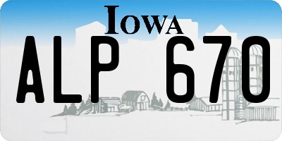 IA license plate ALP670