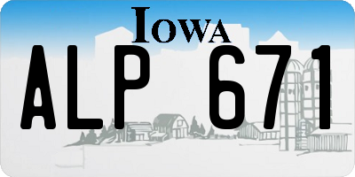 IA license plate ALP671