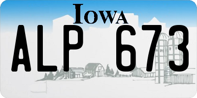 IA license plate ALP673