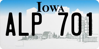 IA license plate ALP701