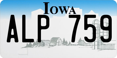 IA license plate ALP759