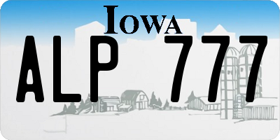 IA license plate ALP777