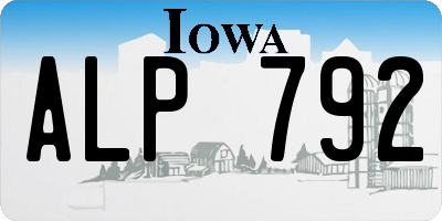 IA license plate ALP792