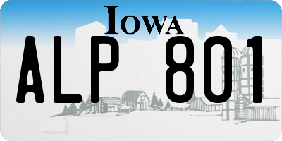 IA license plate ALP801