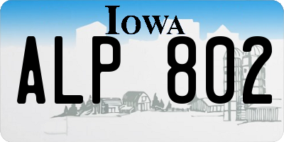 IA license plate ALP802