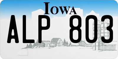 IA license plate ALP803