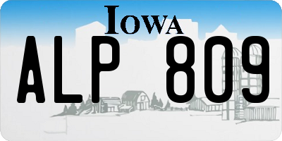 IA license plate ALP809