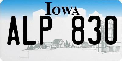 IA license plate ALP830