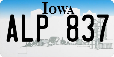 IA license plate ALP837