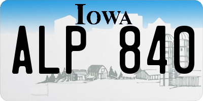 IA license plate ALP840