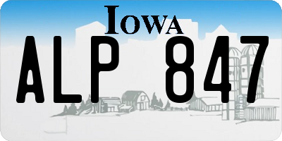 IA license plate ALP847
