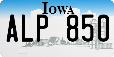 IA license plate ALP850
