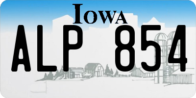 IA license plate ALP854