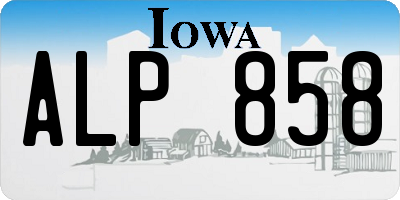 IA license plate ALP858