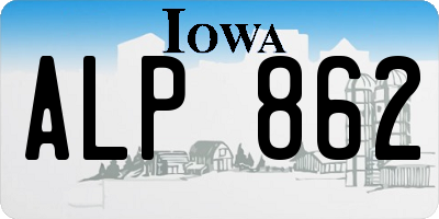 IA license plate ALP862