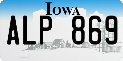 IA license plate ALP869