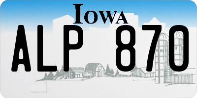 IA license plate ALP870