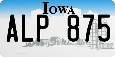 IA license plate ALP875