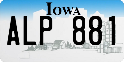 IA license plate ALP881